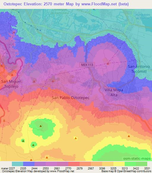 Oxtotepec,Mexico Elevation Map