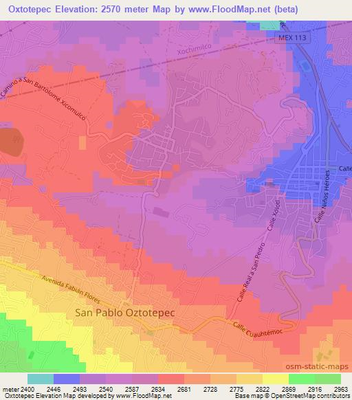 Oxtotepec,Mexico Elevation Map