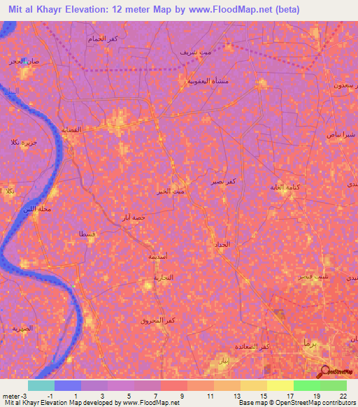 Mit al Khayr,Egypt Elevation Map