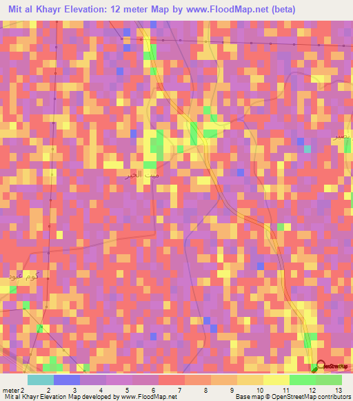 Mit al Khayr,Egypt Elevation Map