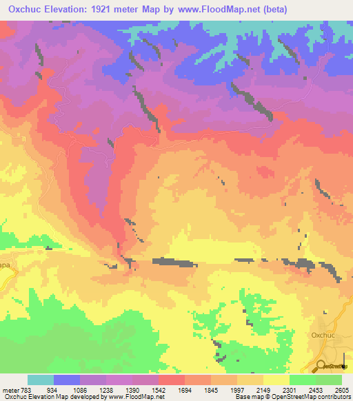 Oxchuc,Mexico Elevation Map