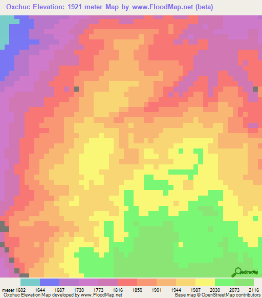 Oxchuc,Mexico Elevation Map