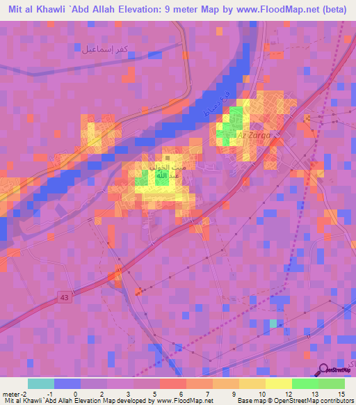 Mit al Khawli `Abd Allah,Egypt Elevation Map