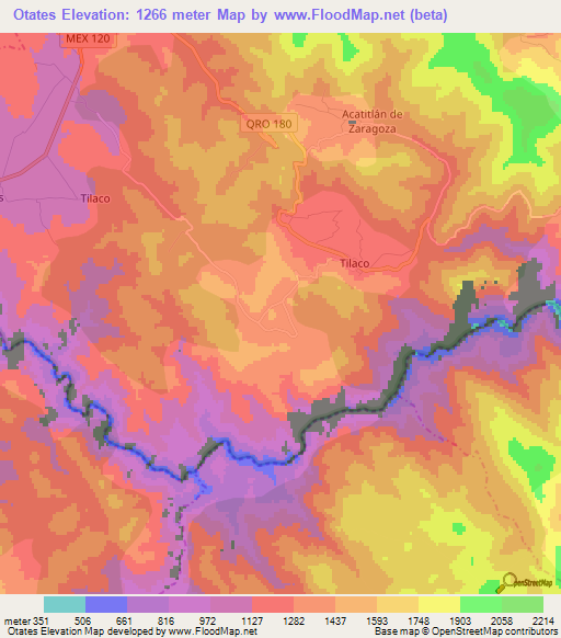 Otates,Mexico Elevation Map