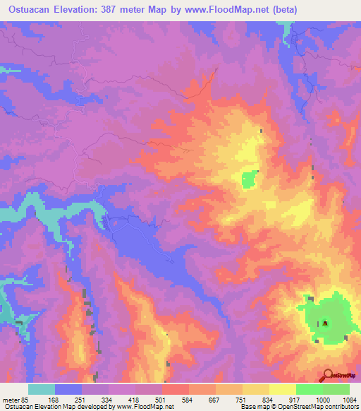 Ostuacan,Mexico Elevation Map