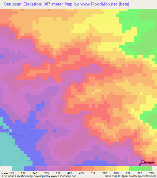 Ostuacan,Mexico Elevation Map