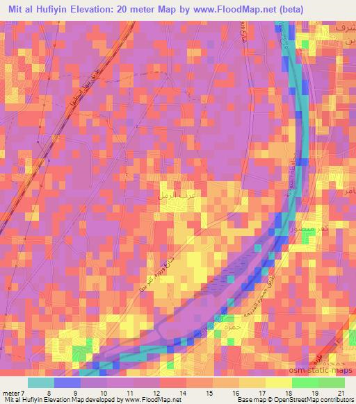 Mit al Hufiyin,Egypt Elevation Map