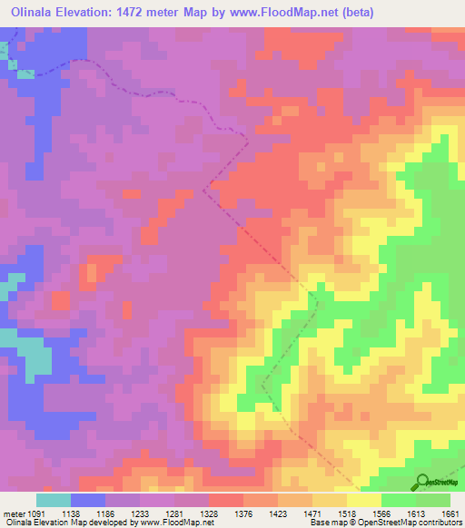 Olinala,Mexico Elevation Map