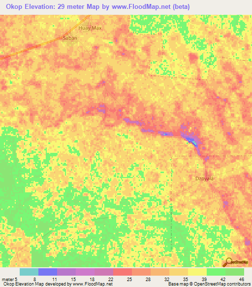 Okop,Mexico Elevation Map