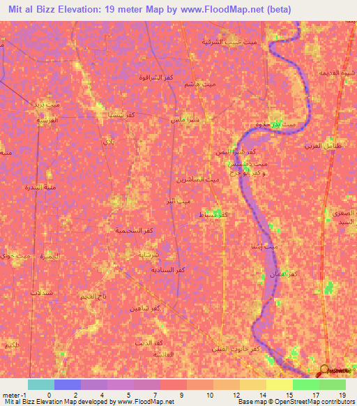 Mit al Bizz,Egypt Elevation Map