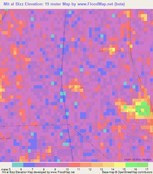 Mit al Bizz,Egypt Elevation Map