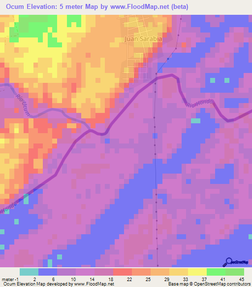 Ocum,Mexico Elevation Map