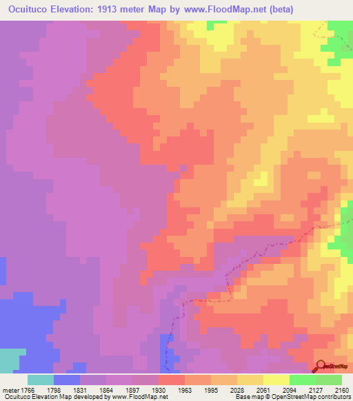 Ocuituco,Mexico Elevation Map