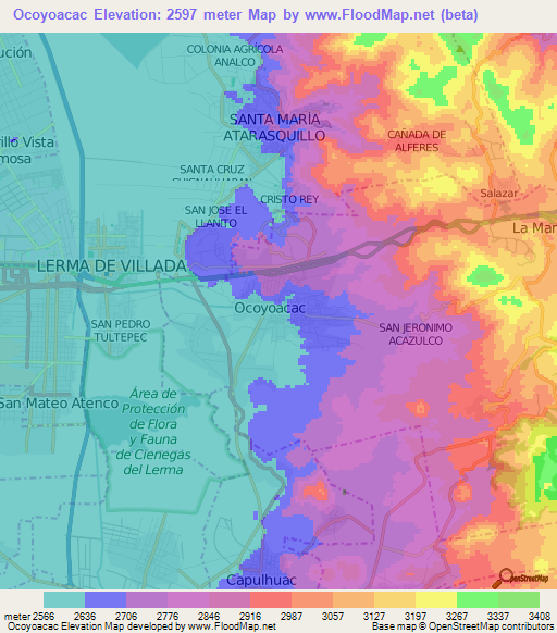 Ocoyoacac,Mexico Elevation Map