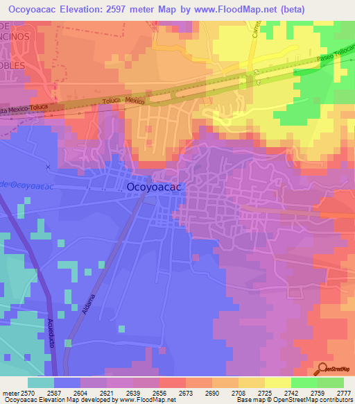 Ocoyoacac,Mexico Elevation Map