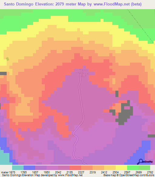 Santo Domingo,Mexico Elevation Map