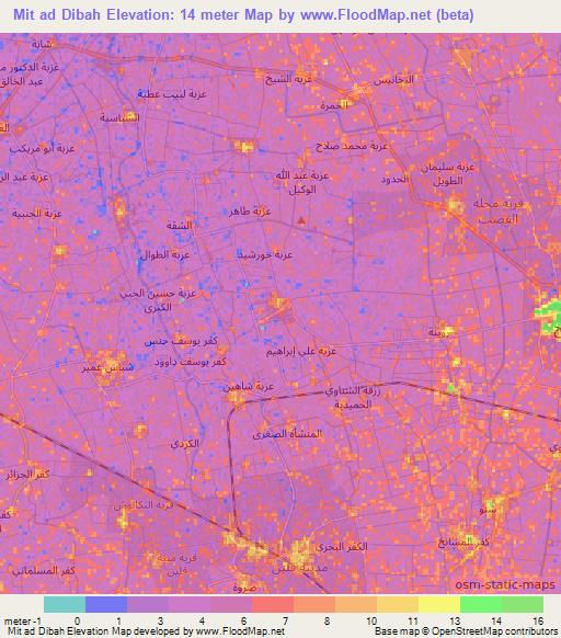 Mit ad Dibah,Egypt Elevation Map