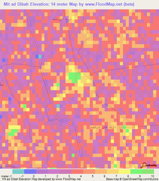 Mit ad Dibah,Egypt Elevation Map