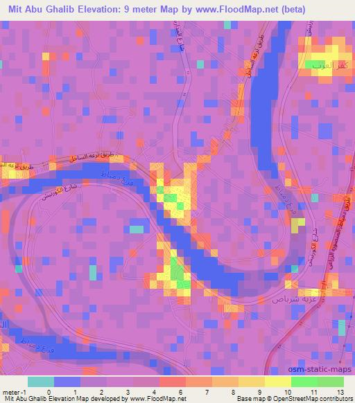 Mit Abu Ghalib,Egypt Elevation Map