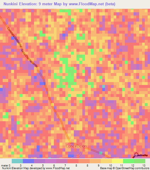 Nunkini,Mexico Elevation Map