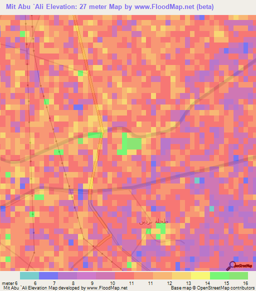 Mit Abu `Ali,Egypt Elevation Map