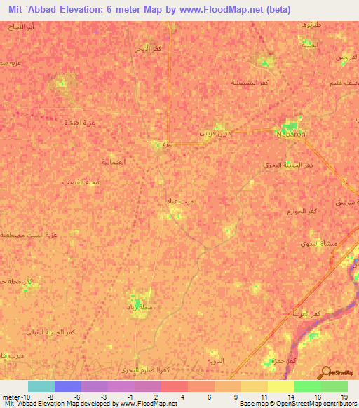 Mit `Abbad,Egypt Elevation Map