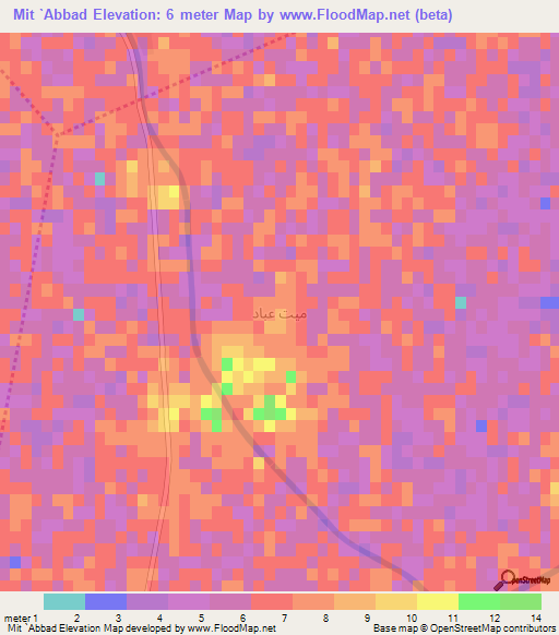 Mit `Abbad,Egypt Elevation Map