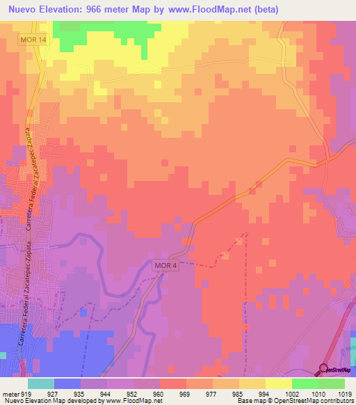 Nuevo,Mexico Elevation Map