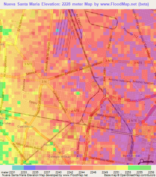 Nueva Santa Maria,Mexico Elevation Map