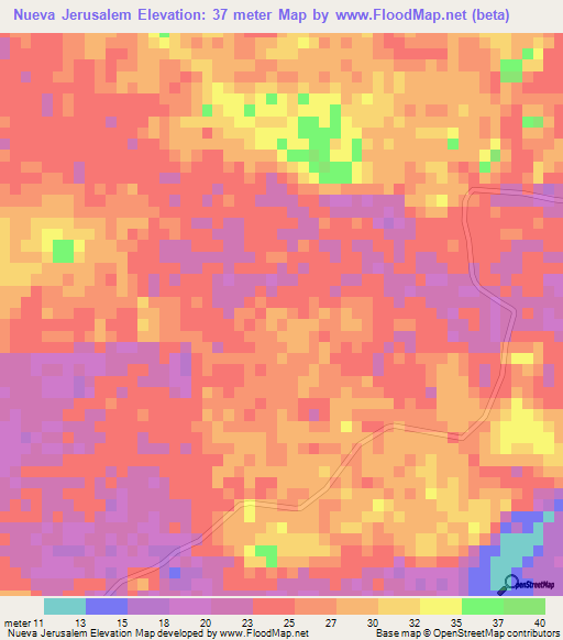 Nueva Jerusalem,Mexico Elevation Map