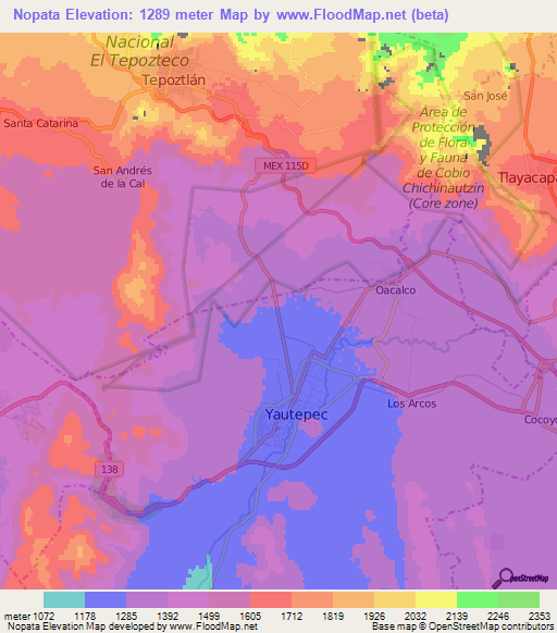 Nopata,Mexico Elevation Map