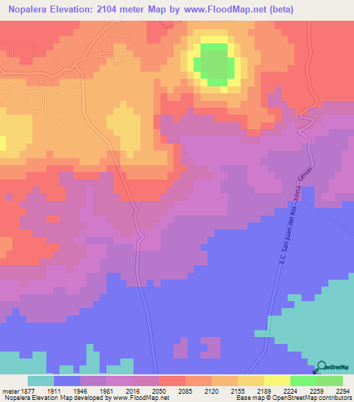 Nopalera,Mexico Elevation Map