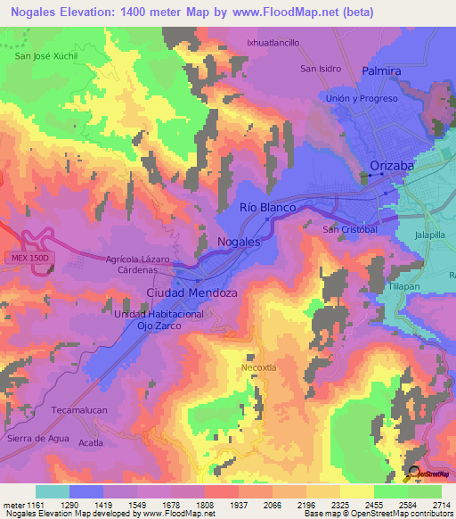 Nogales,Mexico Elevation Map