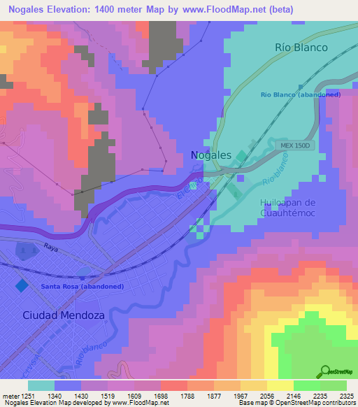 Nogales,Mexico Elevation Map