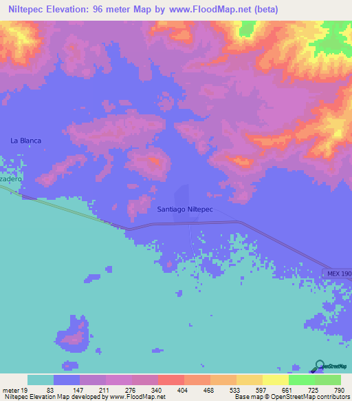 Niltepec,Mexico Elevation Map