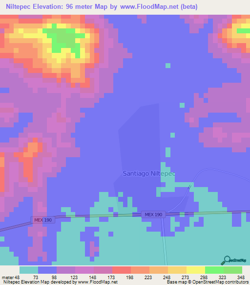 Niltepec,Mexico Elevation Map