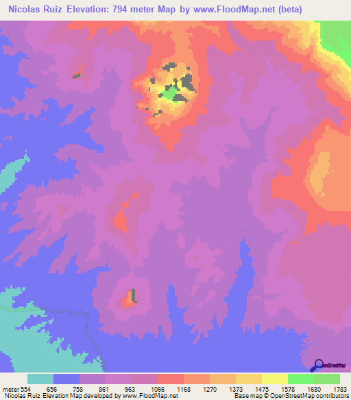 Nicolas Ruiz,Mexico Elevation Map