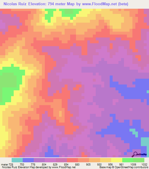 Nicolas Ruiz,Mexico Elevation Map