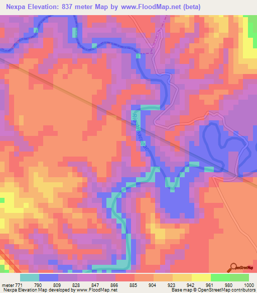 Nexpa,Mexico Elevation Map