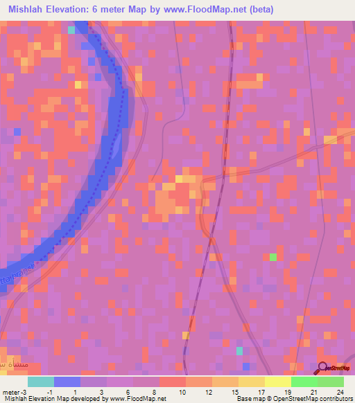 Mishlah,Egypt Elevation Map