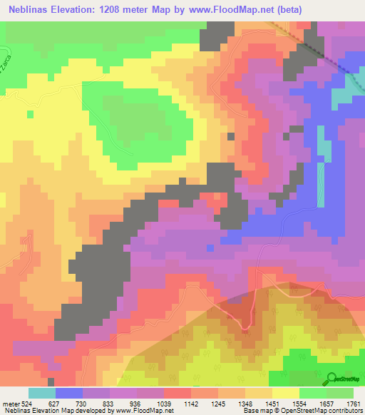 Neblinas,Mexico Elevation Map