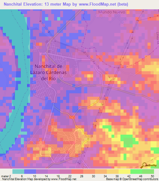 Nanchital,Mexico Elevation Map