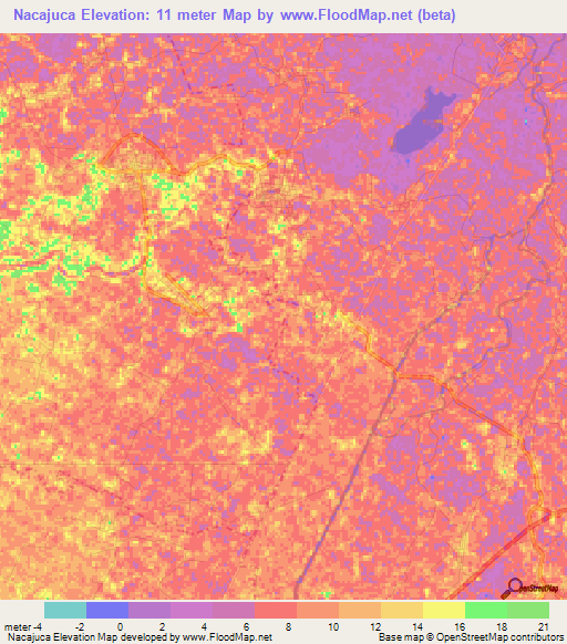 Nacajuca,Mexico Elevation Map