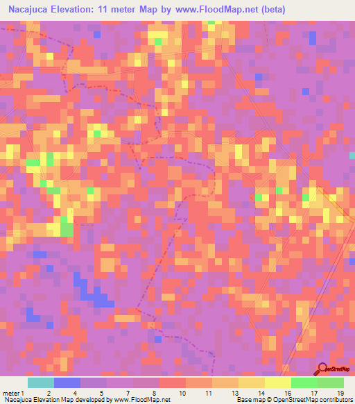 Nacajuca,Mexico Elevation Map