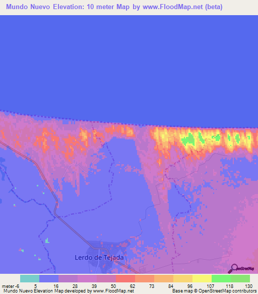 Mundo Nuevo,Mexico Elevation Map