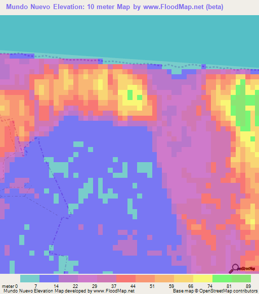 Mundo Nuevo,Mexico Elevation Map