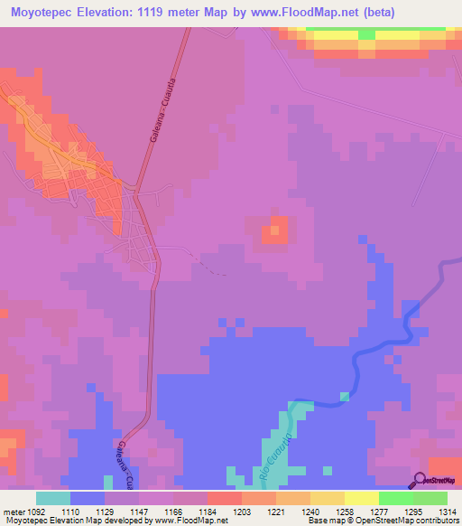 Moyotepec,Mexico Elevation Map