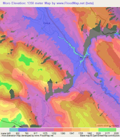 Moro,Mexico Elevation Map