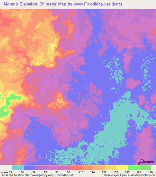 Moreno,Mexico Elevation Map