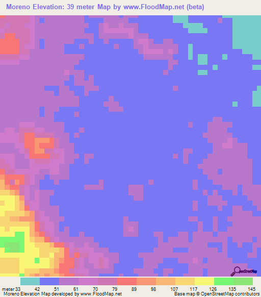 Moreno,Mexico Elevation Map